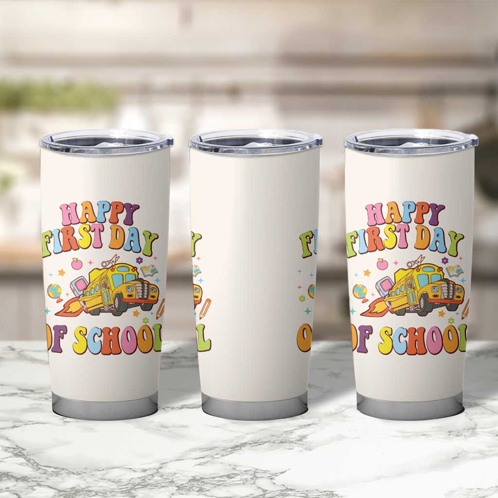 Teacher Gifts Tumbler Cup Happy First Day Of School - Wonder Print Shop