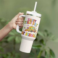 Teacher Gifts Tumbler With Handle Happy First Day Of School - Wonder Print Shop