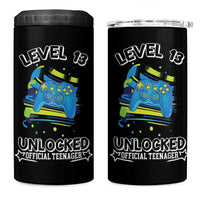 13th Birthday Gift 4 in 1 Can Cooler Tumbler Boys Level 13 Unlocked Official Teenager Gaming