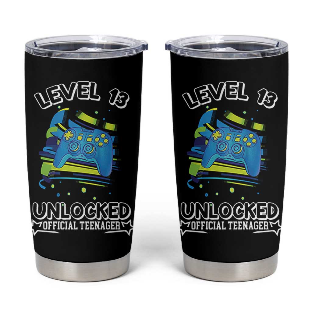 13th Birthday Gift Tumbler Cup Boys Level 13 Unlocked Official Teenager Gaming