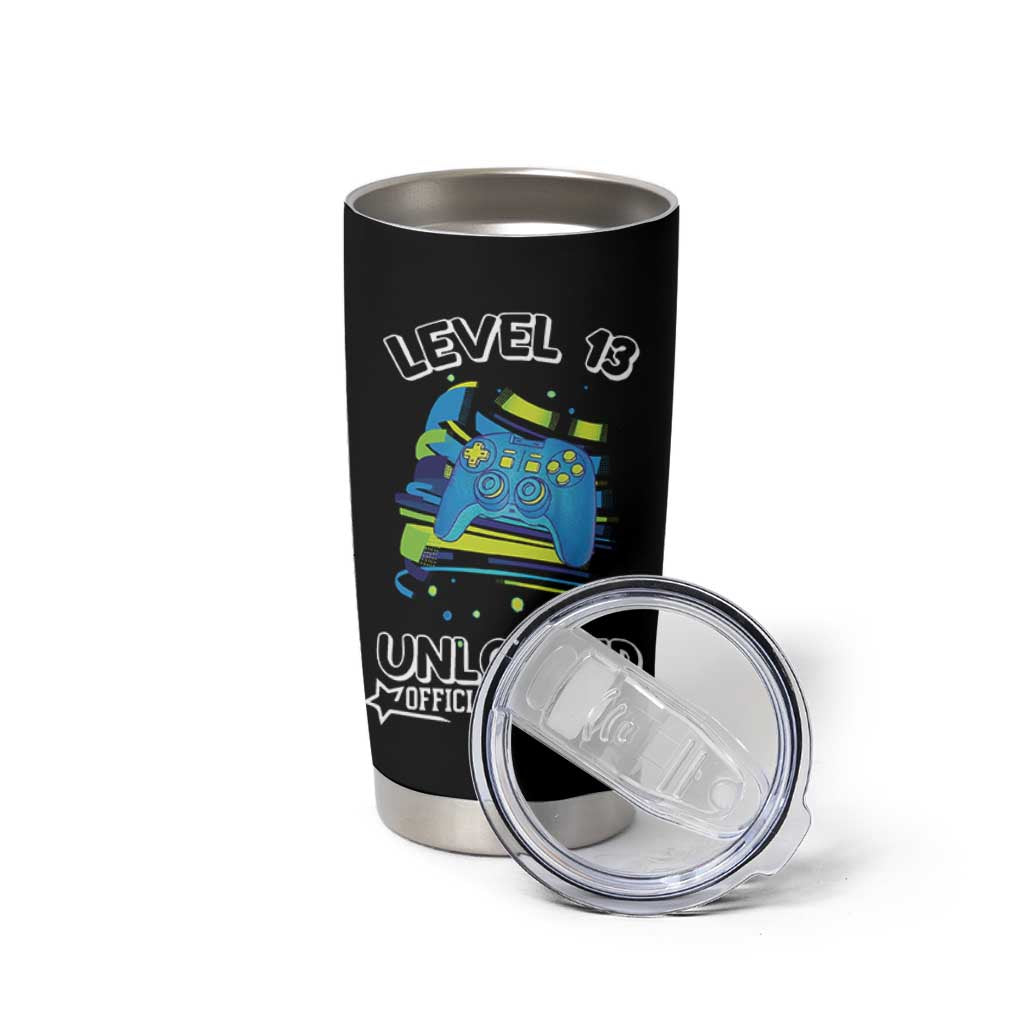 13th Birthday Gift Tumbler Cup Boys Level 13 Unlocked Official Teenager Gaming