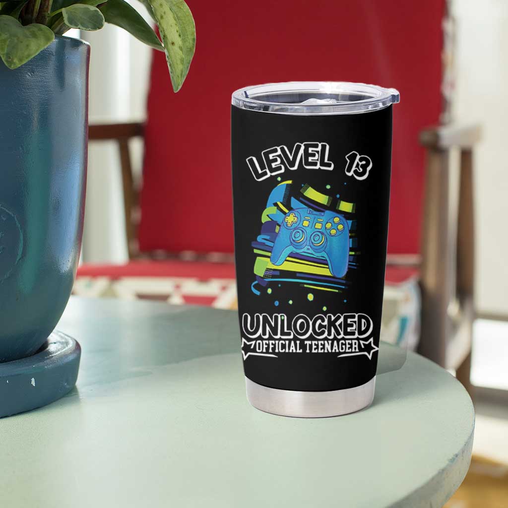 13th Birthday Gift Tumbler Cup Boys Level 13 Unlocked Official Teenager Gaming