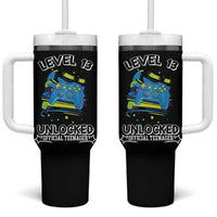 13th Birthday Gift Tumbler With Handle Boys Level 13 Unlocked Official Teenager Gaming