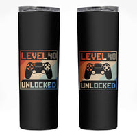 40th Birthday Gifts Vintage Skinny Tumbler Level 40 Unlocked 1984 Video Game - Wonder Print Shop