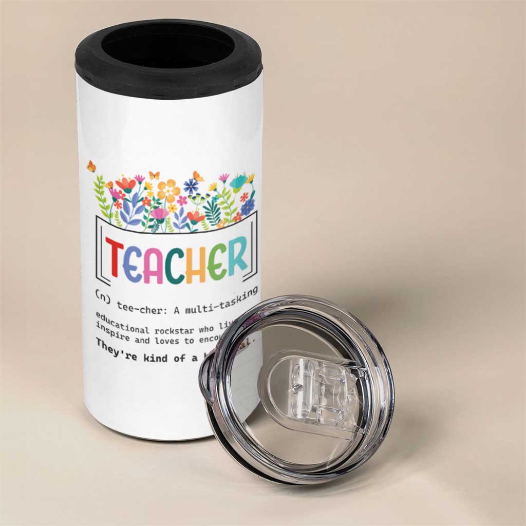 Teacher Appreciation 4 in 1 Can Cooler Tumbler Back To School Wildflower Inspirational Teaching - Wonder Print Shop