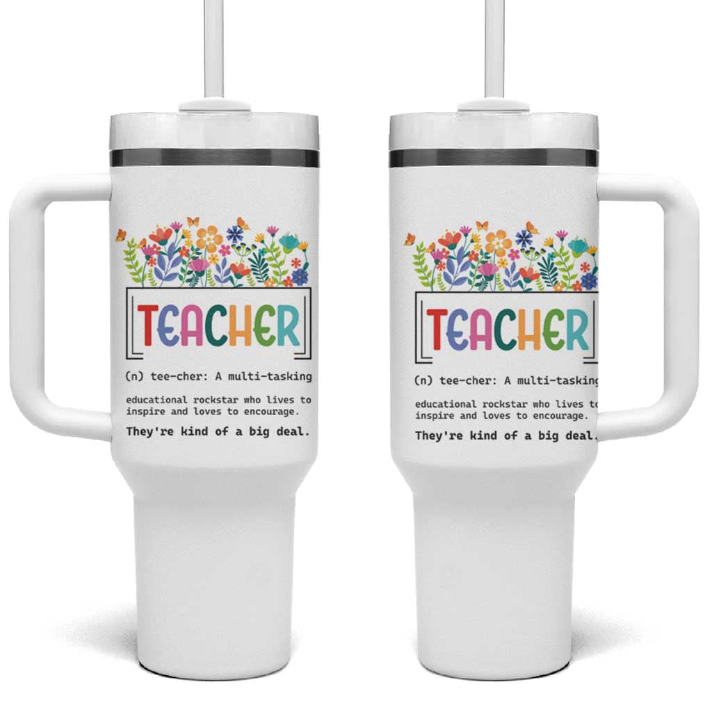 Teacher Appreciation Tumbler With Handle Back To School Wildflower Inspirational Teaching - Wonder Print Shop