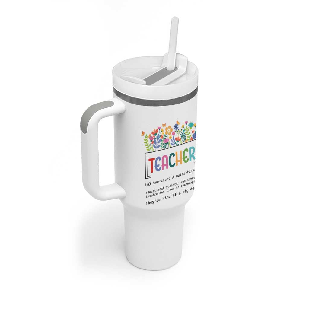 Teacher Appreciation Tumbler With Handle Back To School Wildflower Inspirational Teaching - Wonder Print Shop