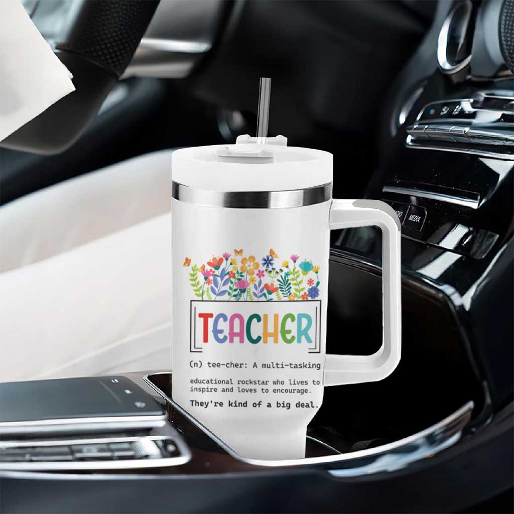 Teacher Appreciation Tumbler With Handle Back To School Wildflower Inspirational Teaching - Wonder Print Shop