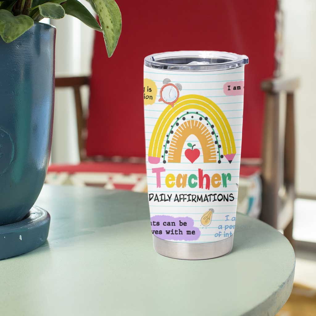 Teacher Tumbler Cup Positive Daily Affirmations Cup, Inspirational, Sobriety, Motivational Gifts - Wonder Print Shop