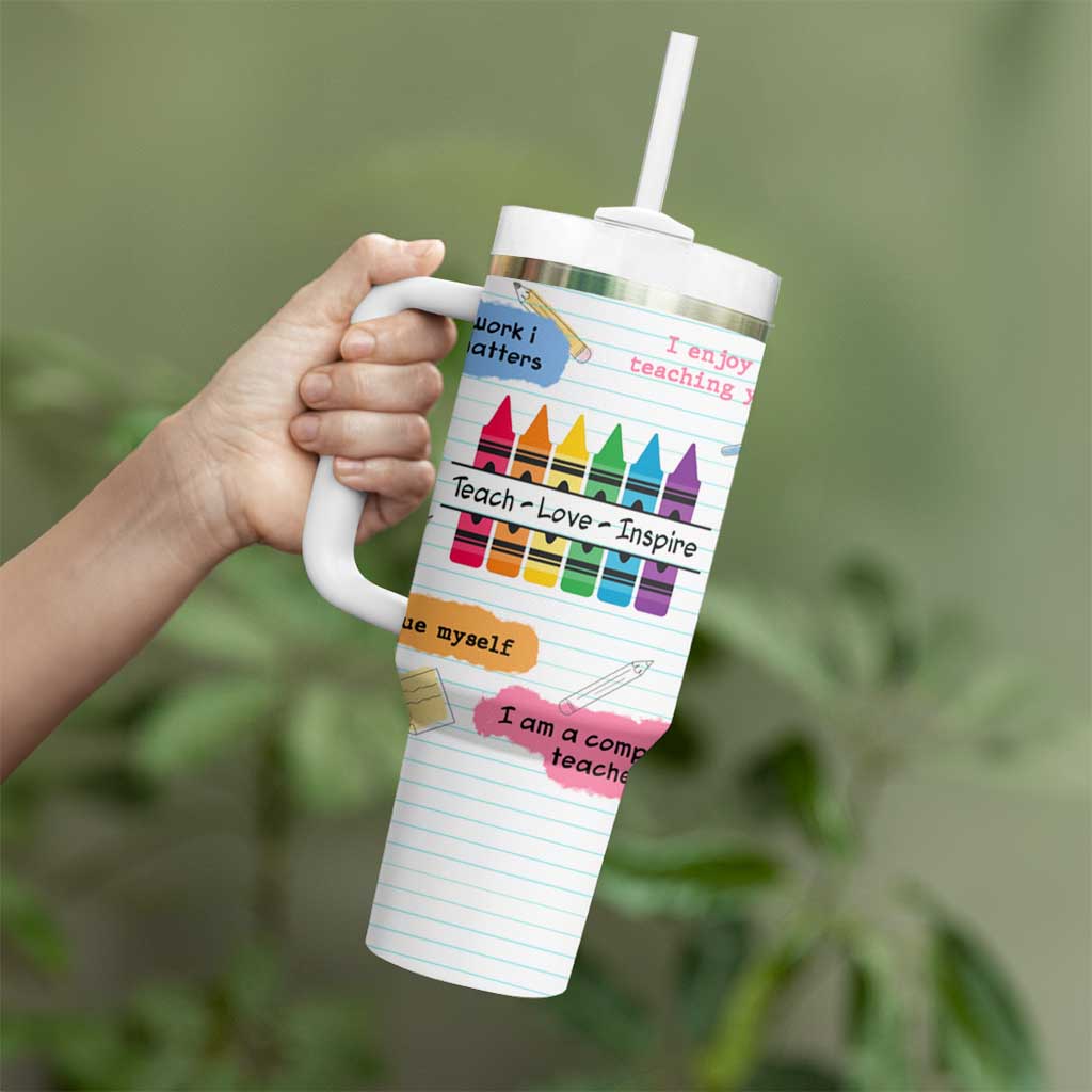 Teacher Tumbler With Handle Positive Daily Affirmations Cup, Inspirational, Sobriety, Motivational Gifts - Wonder Print Shop