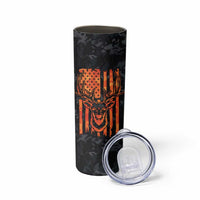 Deer Hunting Skinny Tumbler I'd Rather Be In the Woods Camo American Flag