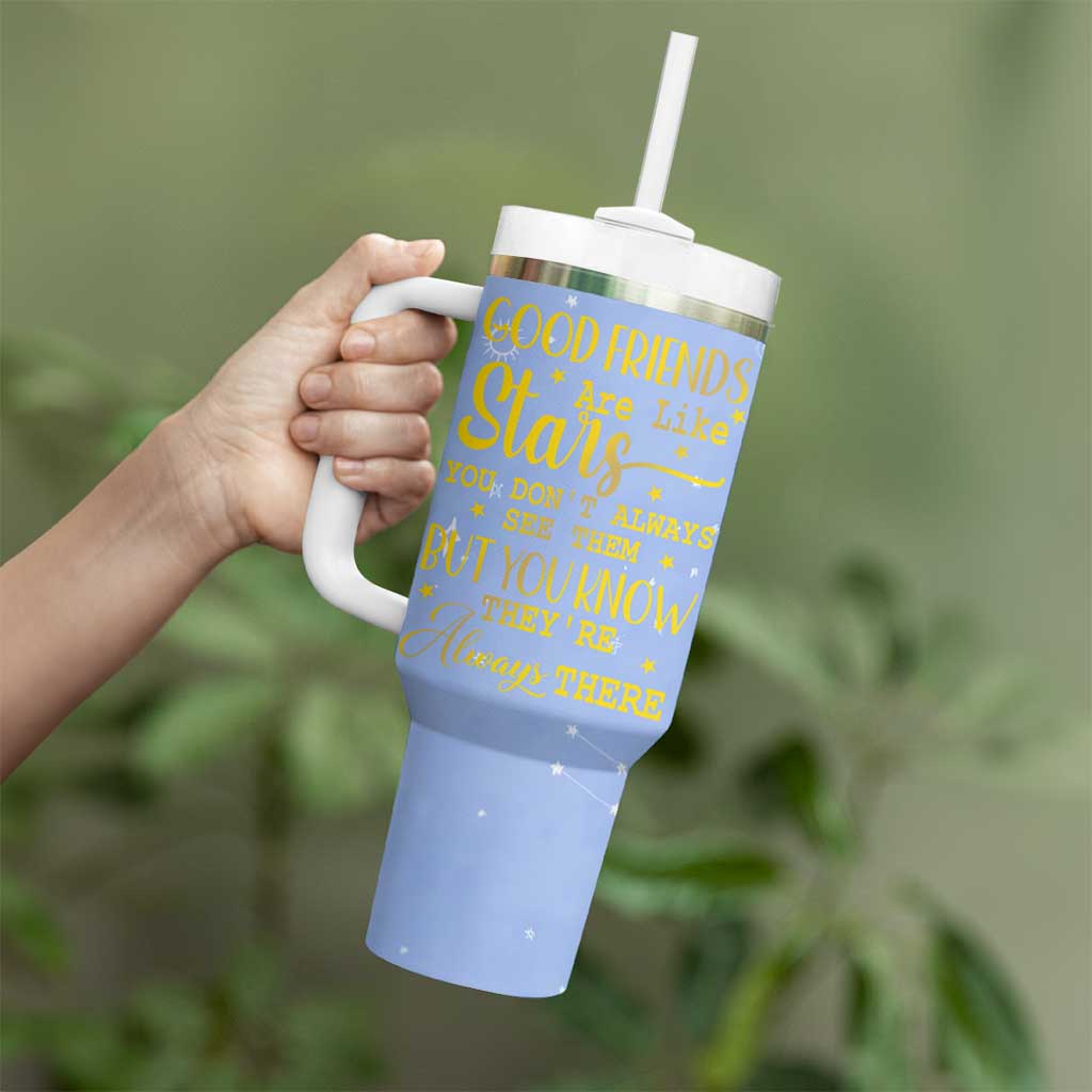 Best Friends Gift Tumbler With Handle Friendship Gifts for Sister, Besties, BFF Good Friends Are Like Stars You Don't Always See Them But You Know They Are Always There - Wonder Print Shop