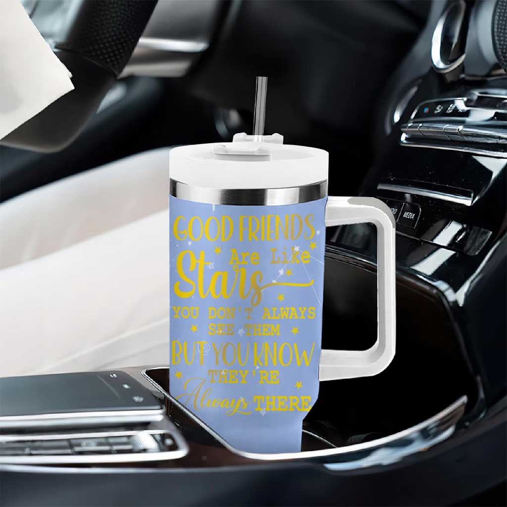Best Friends Gift Tumbler With Handle Friendship Gifts for Sister, Besties, BFF Good Friends Are Like Stars You Don't Always See Them But You Know They Are Always There - Wonder Print Shop