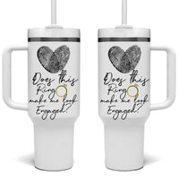 Bridal Shower Tumbler With Handle Does This Ring Make Me Look Engaged - Wedding Gifts - Wonder Print Shop