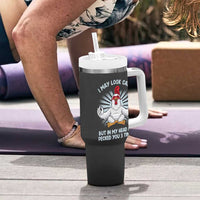 Funny Chicken Tumbler With Handle I May Look Calm But In My Head I've Pecked You 3 Times
