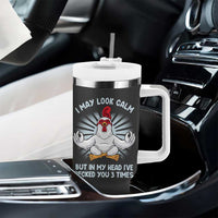 Funny Chicken Tumbler With Handle I May Look Calm But In My Head I've Pecked You 3 Times