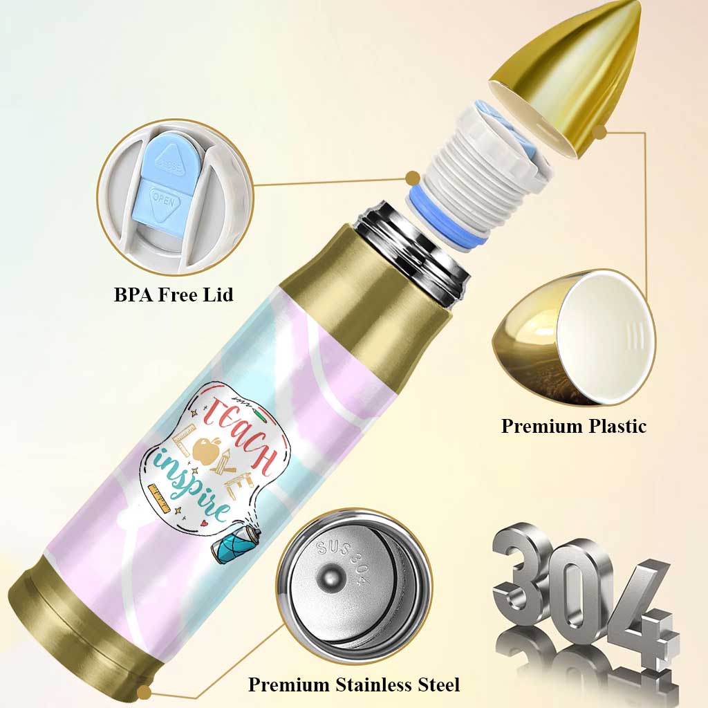 Teacher Bullet Tumbler Teach Love Inspire Back To School Christmas Birthday Gift