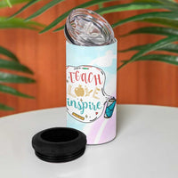 Teacher 4 in 1 Can Cooler Tumbler Teach Love Inspire Back To School Christmas Birthday Gift