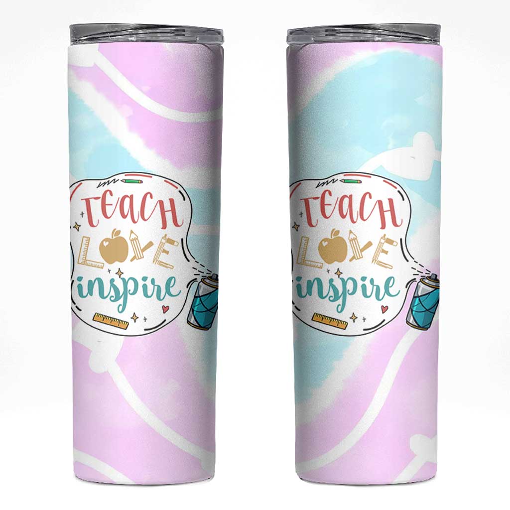 Teacher Skinny Tumbler Teach Love Inspire Back To School Christmas Birthday Gift