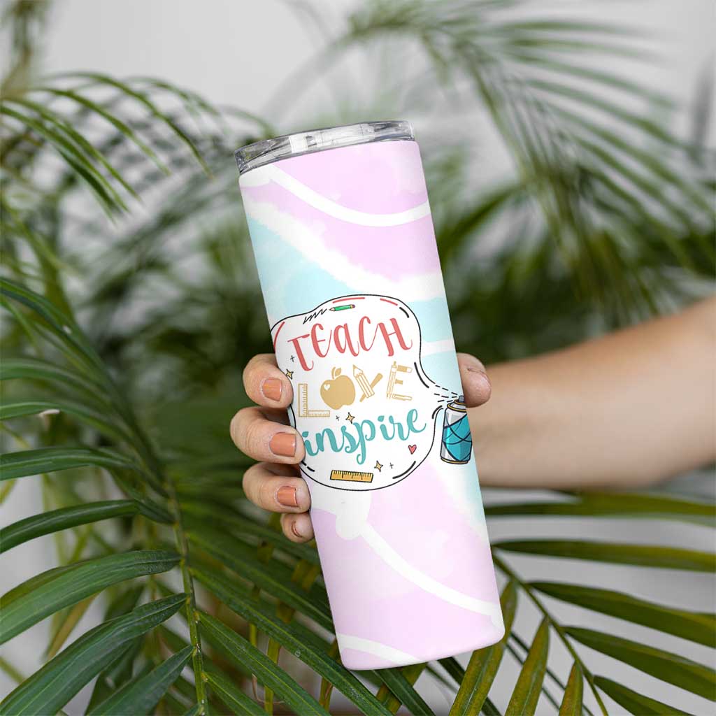 Teacher Skinny Tumbler Teach Love Inspire Back To School Christmas Birthday Gift