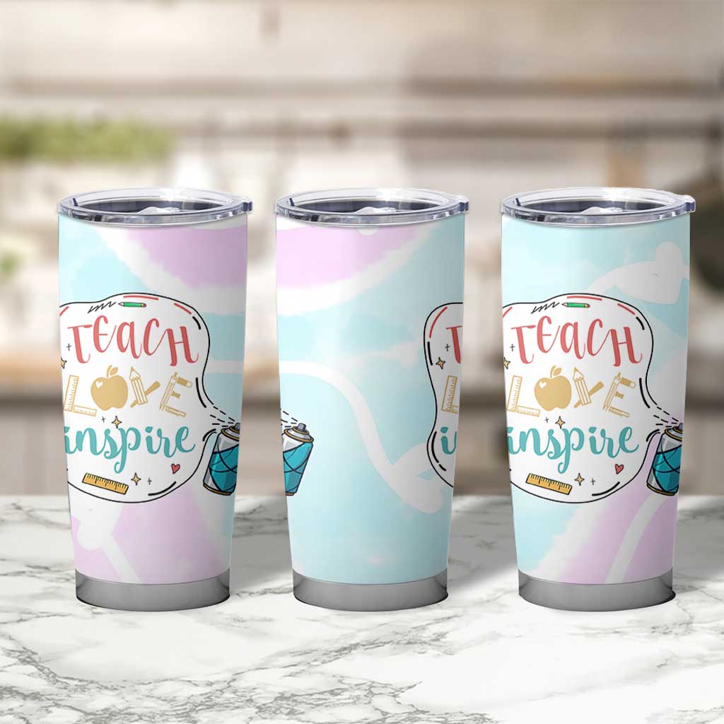 Teacher Tumbler Cup Teach Love Inspire Back To School Christmas Birthday Gift