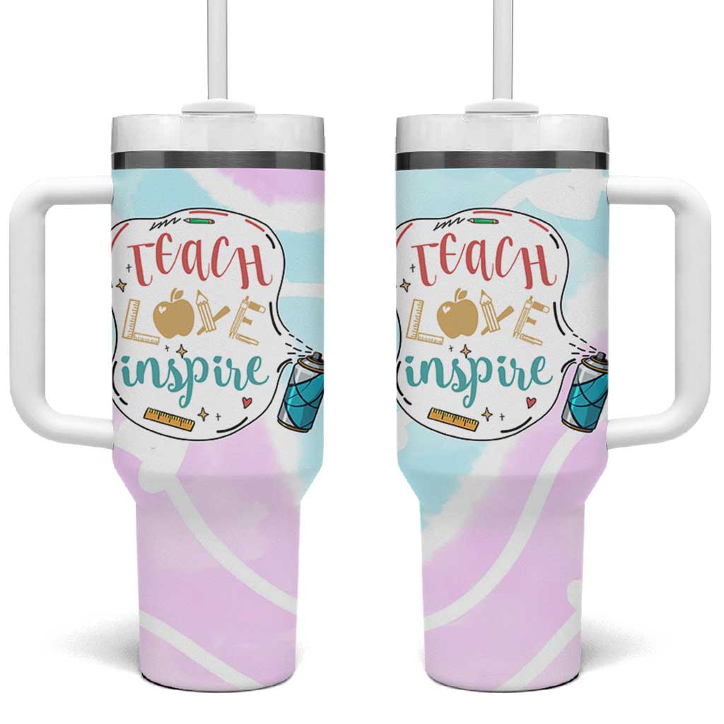 Teacher Tumbler With Handle Teach Love Inspire Back To School Christmas Birthday Gift