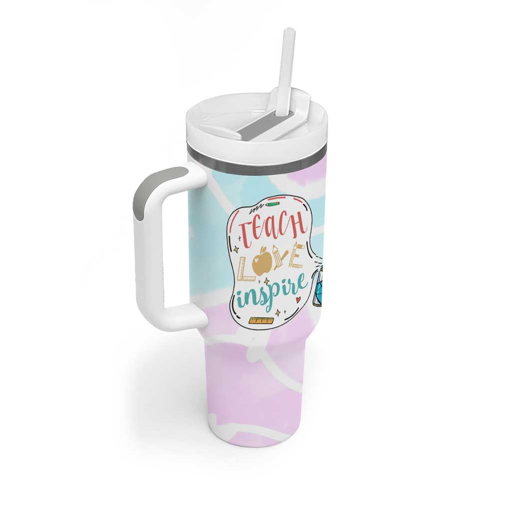Teacher Tumbler With Handle Teach Love Inspire Back To School Christmas Birthday Gift