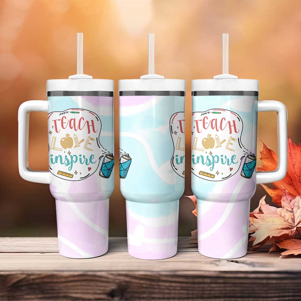 Teacher Tumbler With Handle Teach Love Inspire Back To School Christmas Birthday Gift