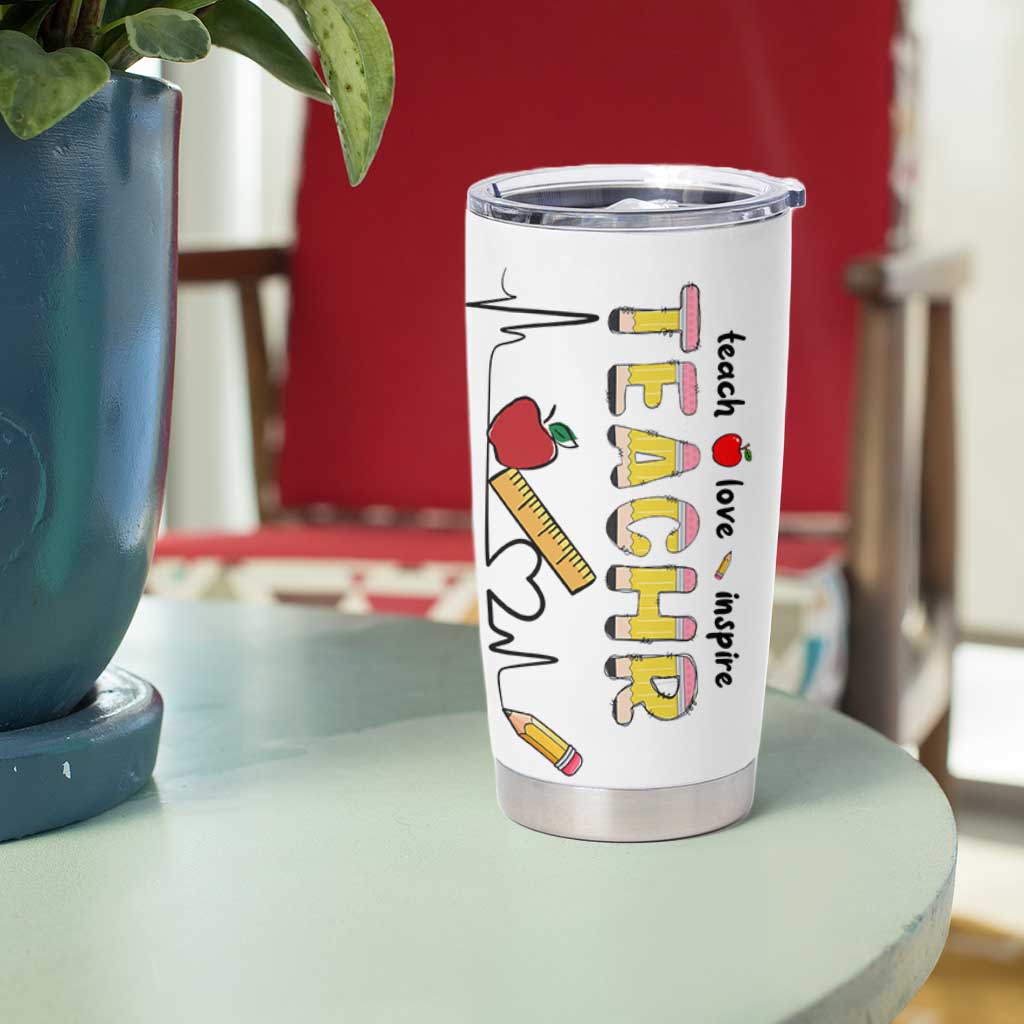 Teacher Appreciation Gifts Tumbler Cup Teach Love Inspire Teachersaurus Gifts From Student