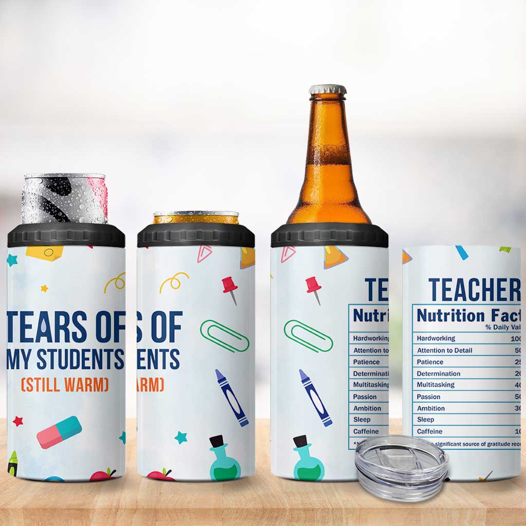 Funny Teacher Appreciation Gifts 4 in 1 Can Cooler Tumbler Tears Of My Students Funny College Professor