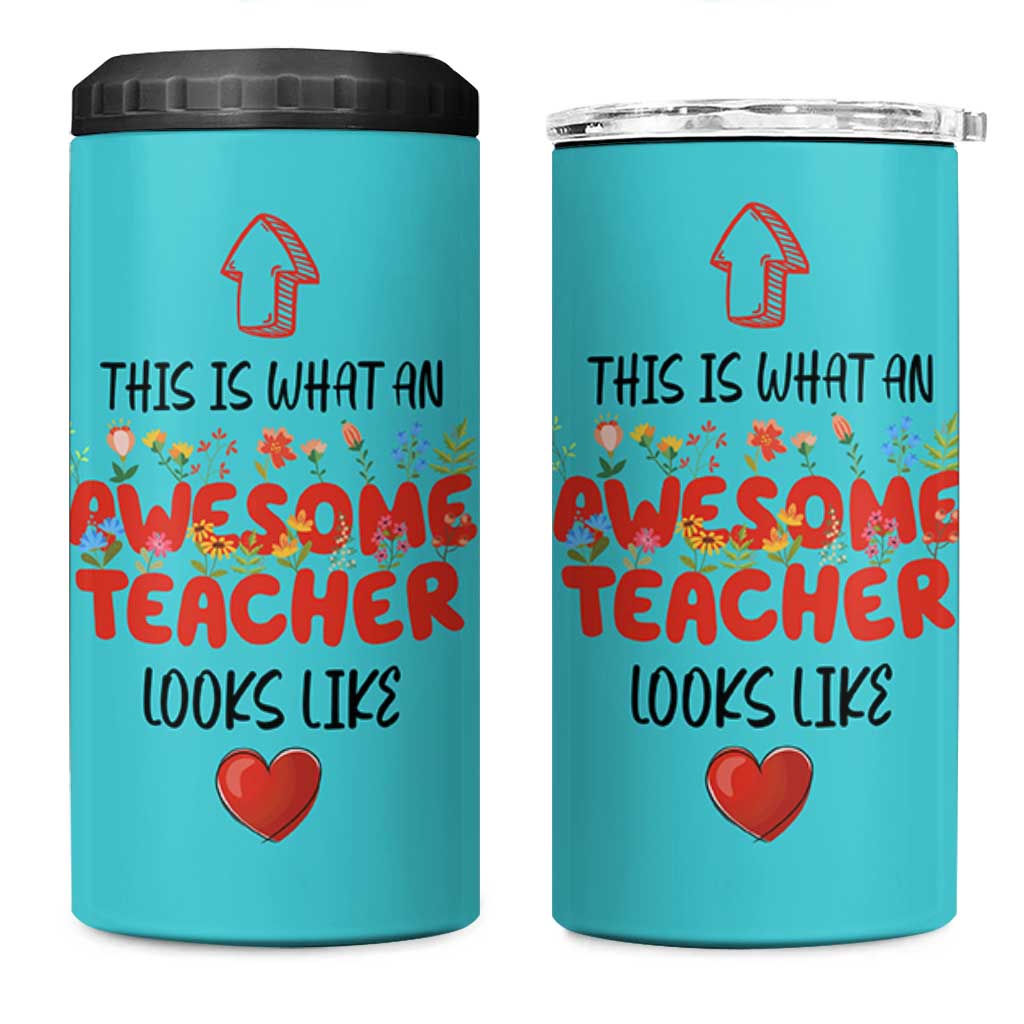 Funny Teacher Gifts 4 in 1 Can Cooler Tumbler This Is What An Awesome Teacher Looks Like