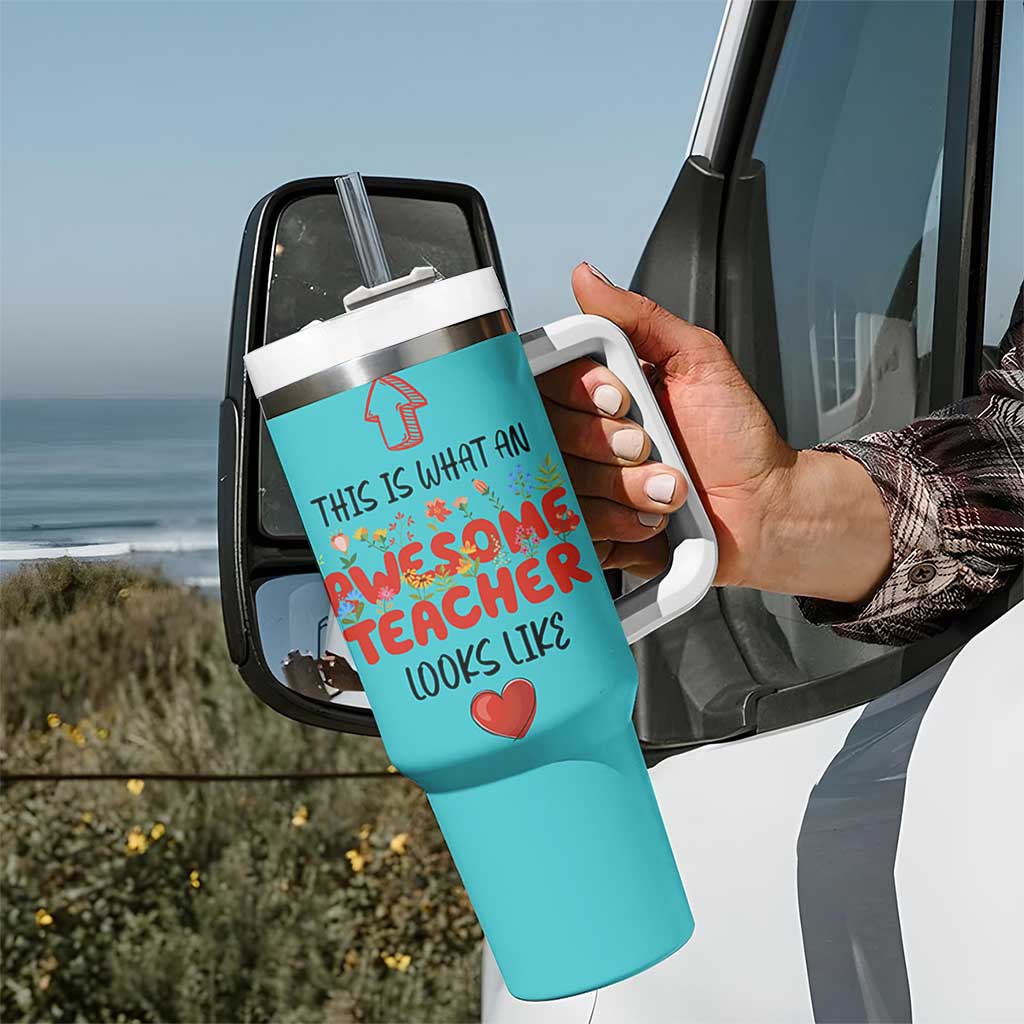 Funny Teacher Gifts Tumbler With Handle This Is What An Awesome Teacher Looks Like