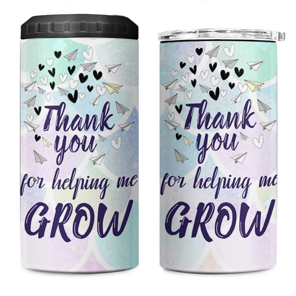 Thank You For Helping Me Grow 4 in 1 Can Cooler Tumbler Thank You Appreciation Gift