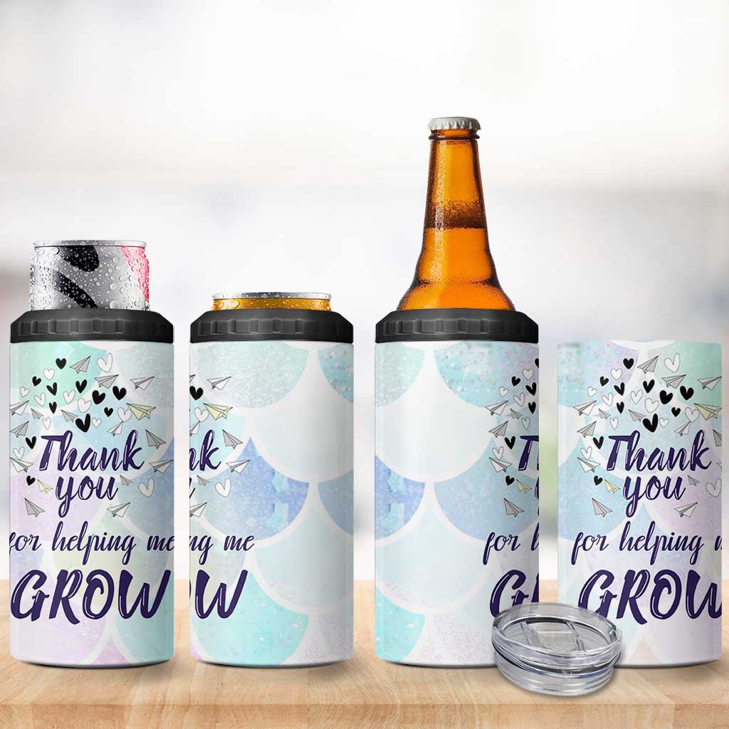 Thank You For Helping Me Grow 4 in 1 Can Cooler Tumbler Thank You Appreciation Gift