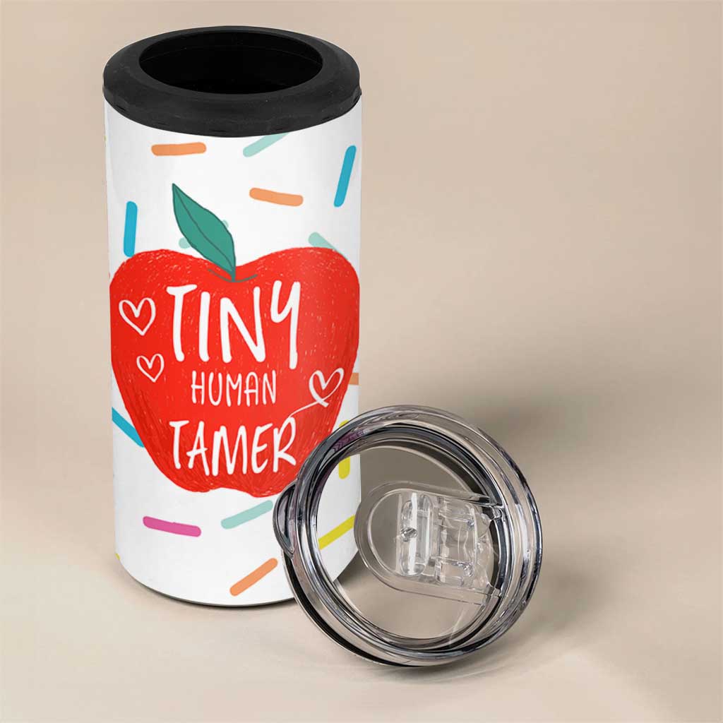 Tiny Human Tamer Teacher 4 in 1 Can Cooler Tumbler Funny Preschool Kindergarten Teachers