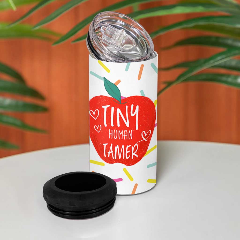 Tiny Human Tamer Teacher 4 in 1 Can Cooler Tumbler Funny Preschool Kindergarten Teachers