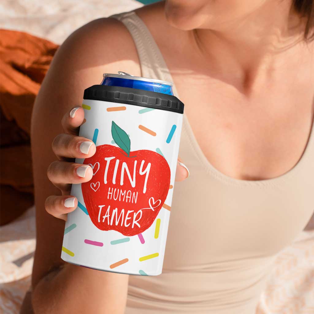 Tiny Human Tamer Teacher 4 in 1 Can Cooler Tumbler Funny Preschool Kindergarten Teachers