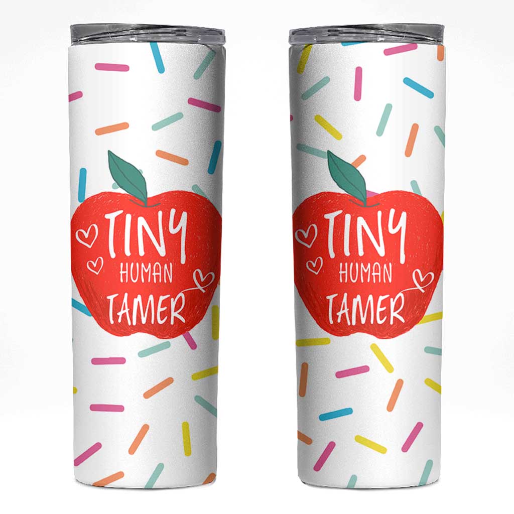 Tiny Human Tamer Teacher Skinny Tumbler Funny Preschool Kindergarten Teachers