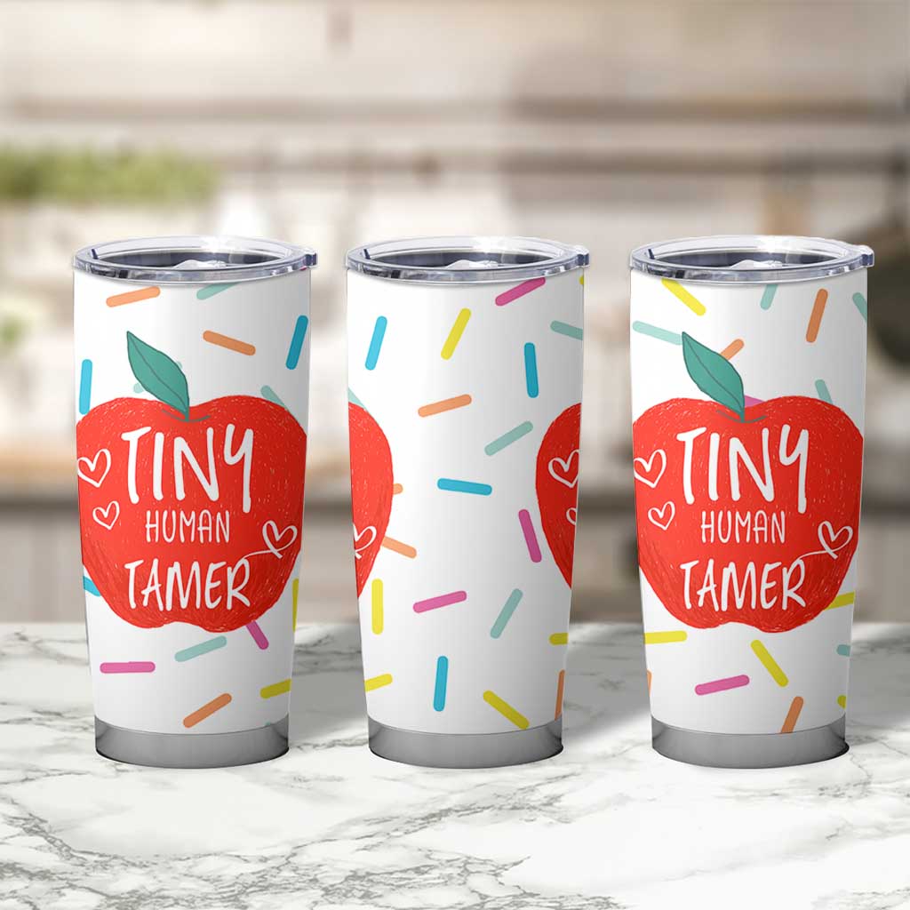Tiny Human Tamer Teacher Tumbler Cup Funny Preschool Kindergarten Teachers