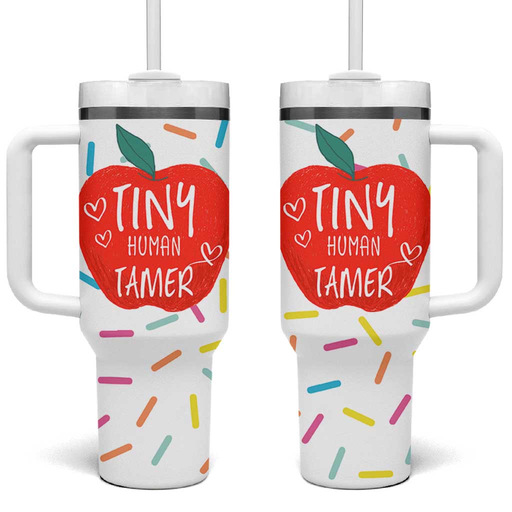 Tiny Human Tamer Teacher Tumbler With Handle Funny Preschool Kindergarten Teachers