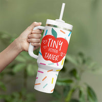 Tiny Human Tamer Teacher Tumbler With Handle Funny Preschool Kindergarten Teachers
