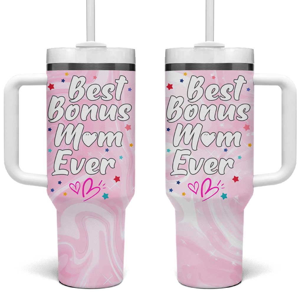 Bonus Mom Gift Tumbler With Handle for Mother's Day Birthday Step Mother