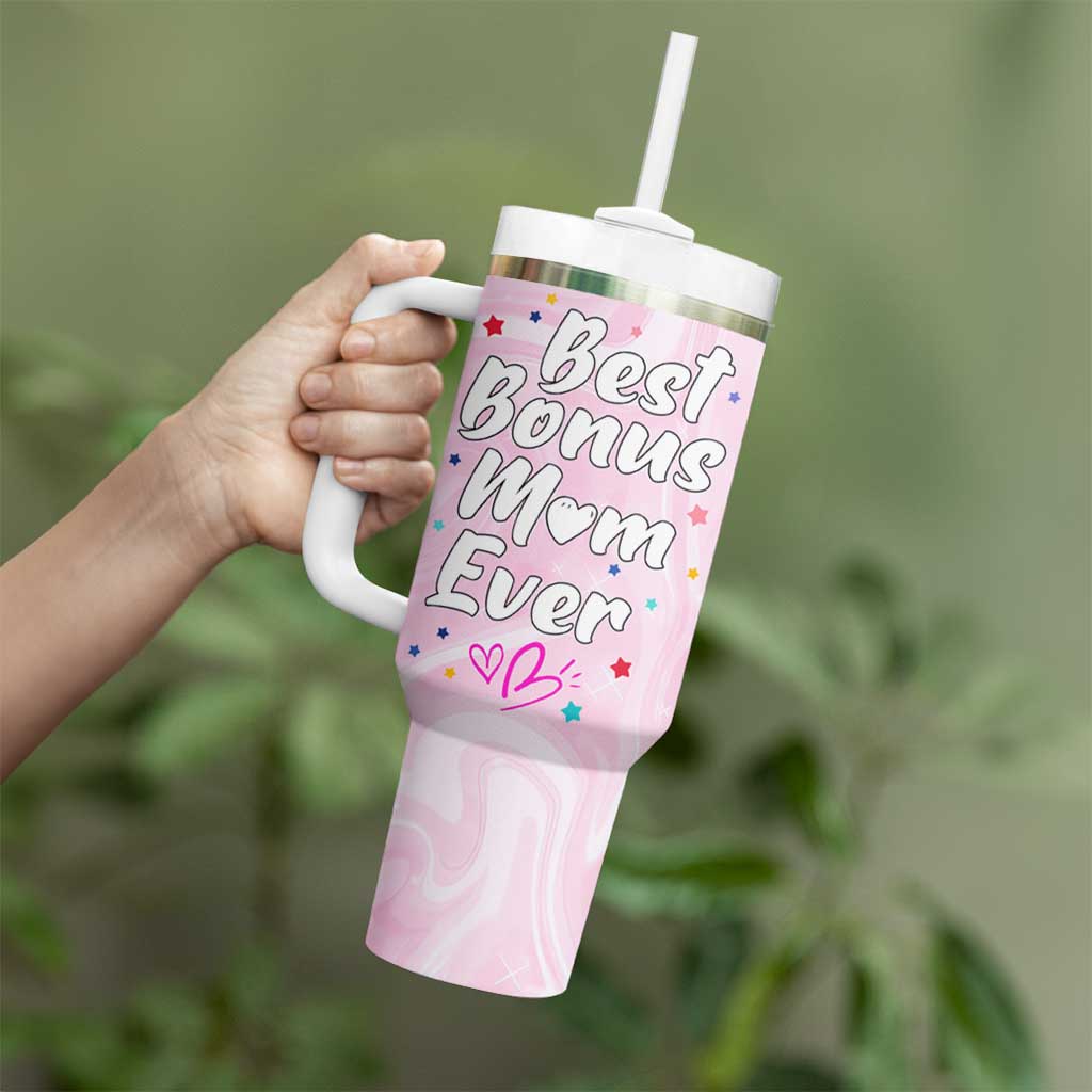 Bonus Mom Gift Tumbler With Handle for Mother's Day Birthday Step Mother