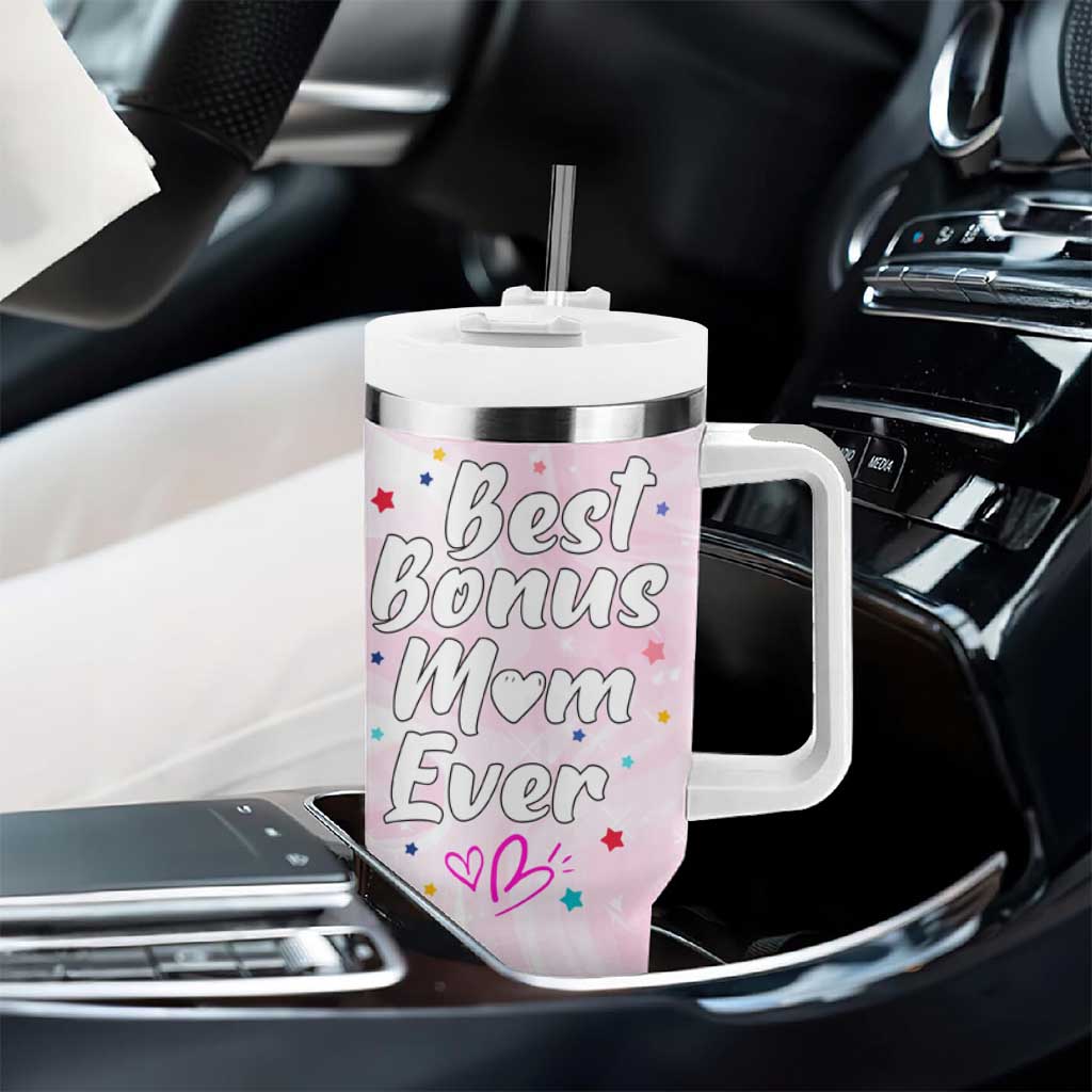 Bonus Mom Gift Tumbler With Handle for Mother's Day Birthday Step Mother