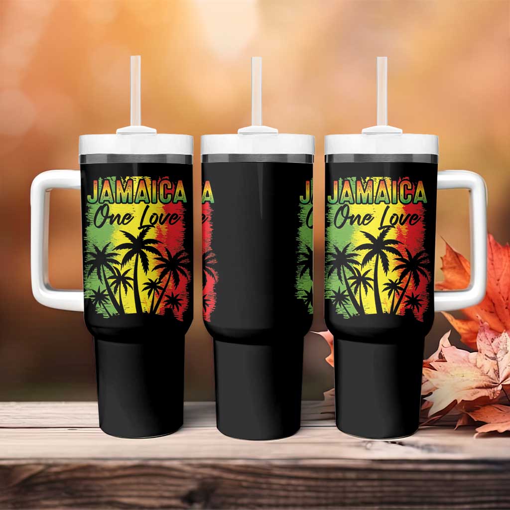Jamaican Pride Tumbler With Handle One Love Jamaica Peace Sunset Travel Vacation Souvenir - Wonder Print Shop
