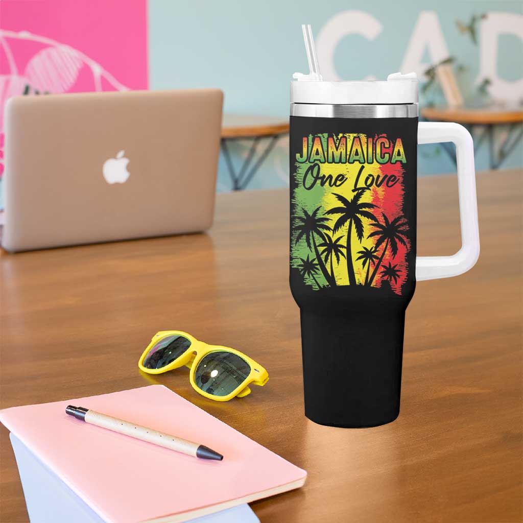 Jamaican Pride Tumbler With Handle One Love Jamaica Peace Sunset Travel Vacation Souvenir - Wonder Print Shop