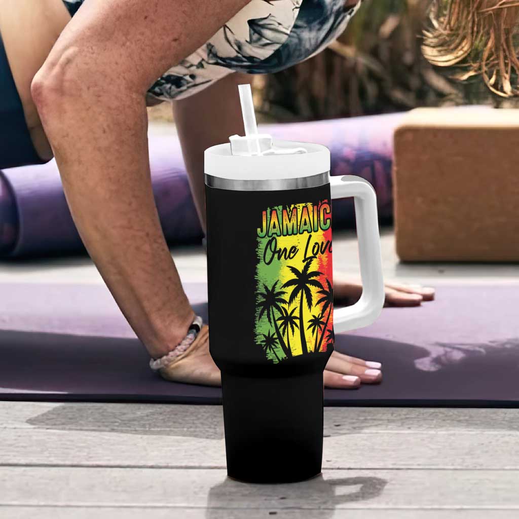 Jamaican Pride Tumbler With Handle One Love Jamaica Peace Sunset Travel Vacation Souvenir - Wonder Print Shop