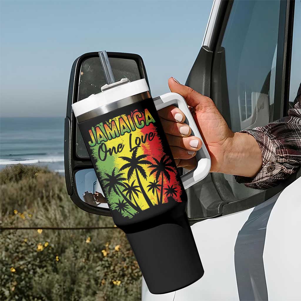 Jamaican Pride Tumbler With Handle One Love Jamaica Peace Sunset Travel Vacation Souvenir - Wonder Print Shop