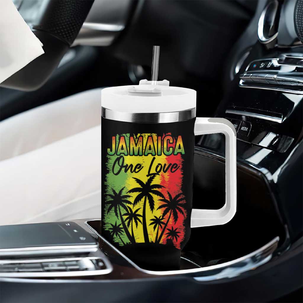 Jamaican Pride Tumbler With Handle One Love Jamaica Peace Sunset Travel Vacation Souvenir - Wonder Print Shop