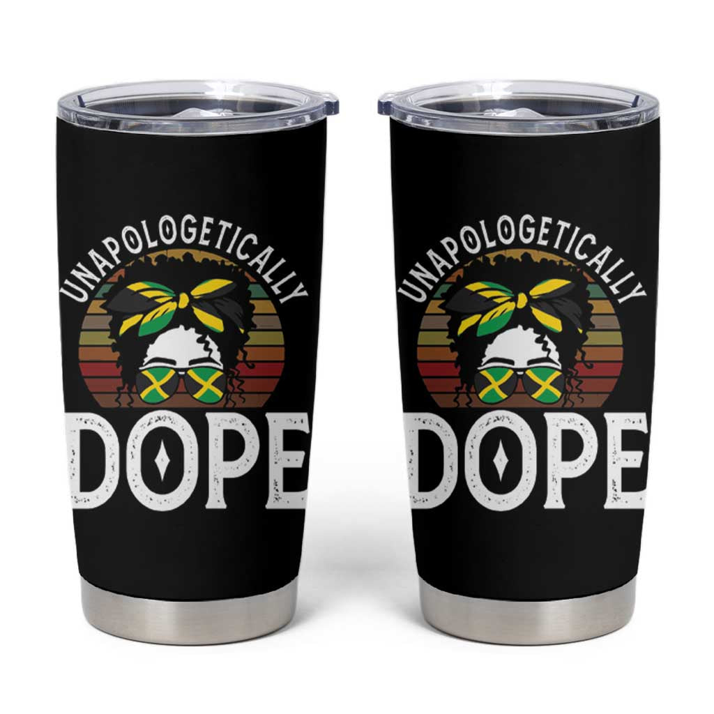 Jamaican Girl Tumbler Cup Unapologetically Dope Black Pride Melanin Afro Jamaica Flag Messy Bun - Wonder Print Shop